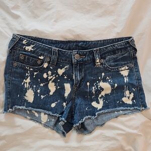 True Religion Blue Splatter Jean Shorts